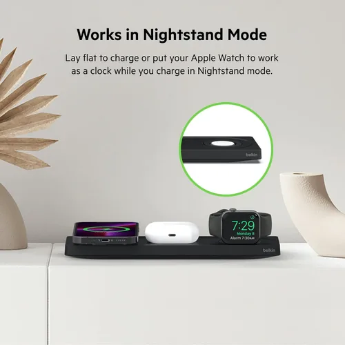 Miniatura 4 de Belkin MagSafe Almohadilla de Carga Inalámbrica 3 en 1 - Carga Rápida para Apple Watch, iPhone 17, 16, 15, 14 Series, AirPods y Más - Estación
