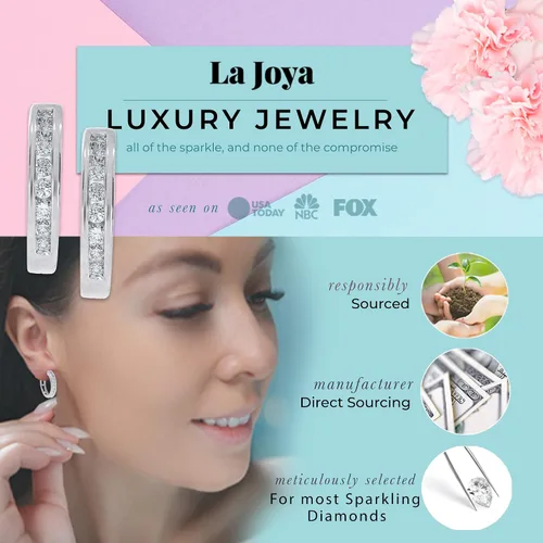 Miniatura 3 de Aretes de aro de diamantes cultivados en laboratorio para mujer, aretes de aro chapados en oro TW de 14-12 CT Joyas de diamantes brillantes GH VSSI