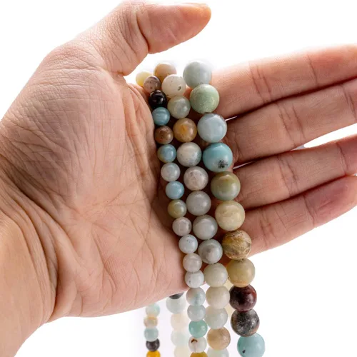 Miniatura 4 de BEADIA Cuentas redondas de piedra natural de jade de amazonita semipreciosas sueltas para hacer joyas 6MM 61PCS Amazonita Jade