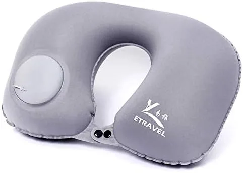 Cojín inflable de viaje para el cuello para el avión o el automóvil Artículos de viaje Pequeño cojín en forma de U para el mejor descanso y bolsa