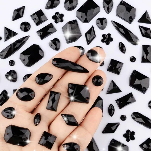 Miniatura 4 de 500 Piezas Diamantes de Imitación Acrílicos de Respaldo Plano para Coser, Gemas de Costura, Cristal Formas Mixtas, Cuentas de Costura, Decoraciones