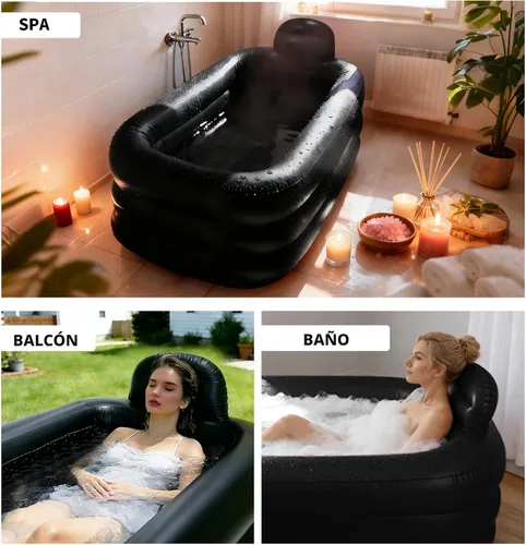 Miniatura 3 de Bañera portátil para adultos – Baño de hielo y bañera de hidromasaje para la recuperación de atletas, spa en casa – Bañera inflable grande de 62.2 x