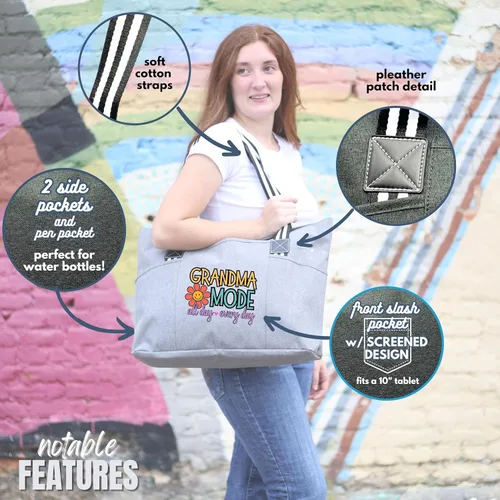 Miniatura 46 de Brooke & Jess Designs Bolso de mano para la abuela – Bolso de lona resistente con cremallera y bolsillo interior para la abuela para uso diario