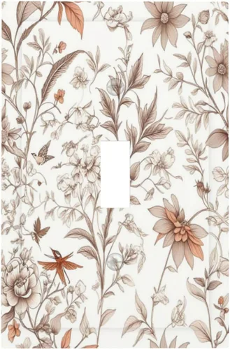 Miniatura 50 de Cubiertas Decorativas para Tomacorrientes Boho Floral Beige Flor y Hoja Botánico 1 Gang Interruptor de Luz Dúplex Placa Cubierta Placas de Boho