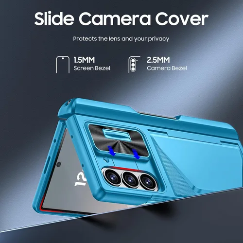 Miniatura 3 de CENMASO - Funda para Samsung Galaxy Z Fold 6 con soporte para bolígrafo S, tarjetero y cubierta para cámara deslizante, protección de bisagra