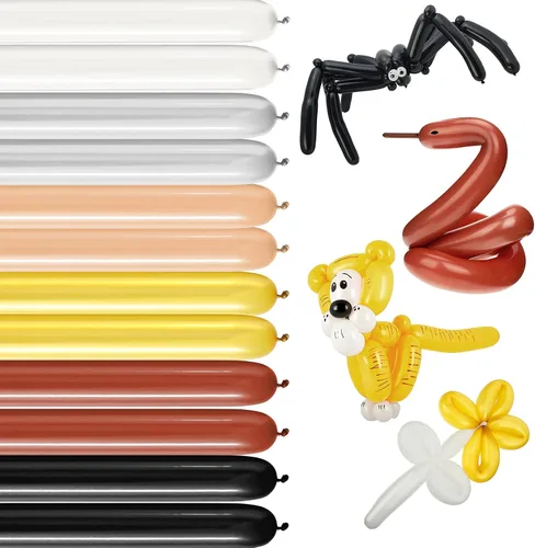 120 globos largos torcidos de 6 colores, globos de modelado, globos de látex largos para fiestas de animales, flores, cumpleaños, bodas (dorado,