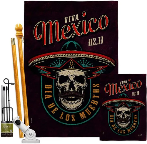Miniatura 17 de Viva México - Kit de banderas para casa de jardín, Día de Muertos, Día de los Muertos, Fiesta Mexicana, Otoño, Pequeña pancarta decorativa