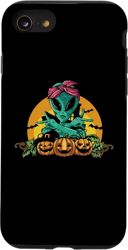 Miniatura 13 de iPhone 13 Pro Alien Peace Sign Halloween Costume Pumpkin Men Women Kids Case