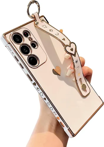 Miniatura 12 de DEFBSC Funda compatible con Samsung Galaxy S23, con borde galvanizado con correa para la muñeca, protección completa de la cámara, esquinas