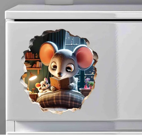 Miniatura 8 de Calcomanía de pared 3D con agujero de ratón - Calcomanía decorativa para pared de habitación de niños - Desmontable, se pega y se despega