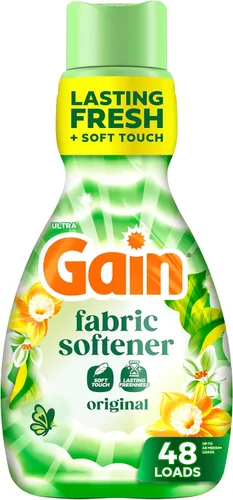 Gain Suavizante líquido para ropa, aroma original, 35 fl oz líq., 48 lavados, Toque suave - suavidad que puedes sentir
