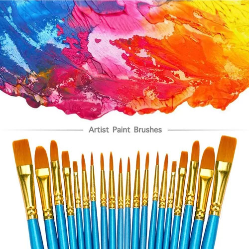 Miniatura 2 de BOSOBO Juego de 6 pinceles de pintura, 60 pinceles de punta redonda puntiaguda, pinceles de nailon para artistas del cabello acrílicos para aceite