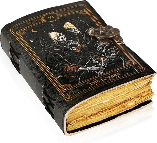 Miniatura 25 de Book of Spells - Diario encuadernado en cuero con papel de borde irregular, grimorio, diario impreso del Tercer Ojo, suministros de brujería