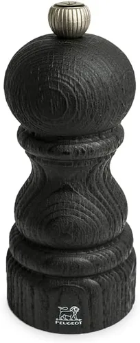 Miniatura 10 de Molinillo de pimienta de madera reciclada manual y su pimienta de comercio justo, acabado negro, 3.9 in - 4 pulgadas
