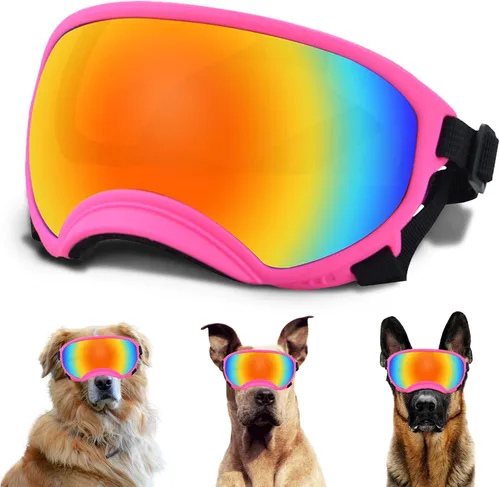 Miniatura 20 de Gafas de sol grandes para perros con correa ajustable, protección UV, a prueba de victorias, adecuadas para perros medianos y medianos