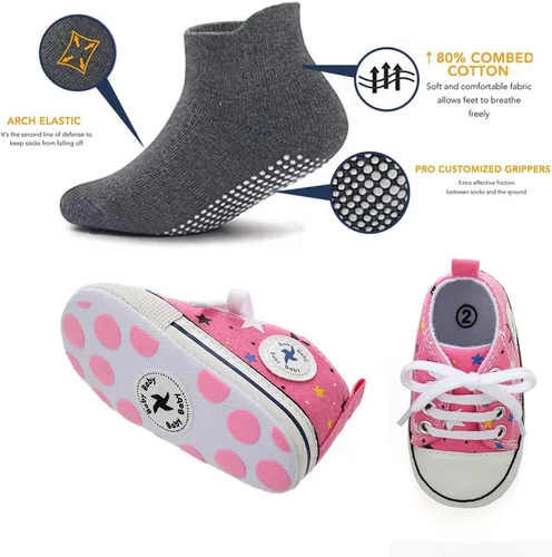Miniatura 5 de Zapatos de lona suave unisex para bebés, niños y niñas, tenis antideslizantes ligeros para bebés recién nacidos