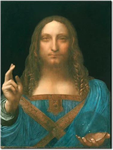 Wieco Art Lienzo impreso Salvator Mundi, 1500 por Leonardo DA VINCI Reproducciones de arte clásico Jesús lienzo arte de pared para decoración del