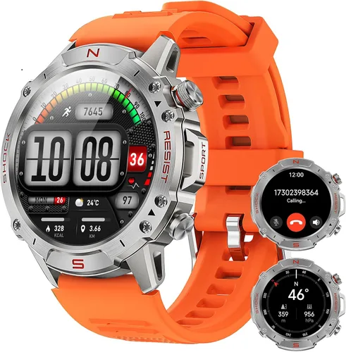 Miniatura 11 de WalkerFit Reloj inteligente para hombres, pantalla AMOLED redonda de 1.43", 5 ATM resistente al agua, monitor de frecuencia cardíaca y sueño