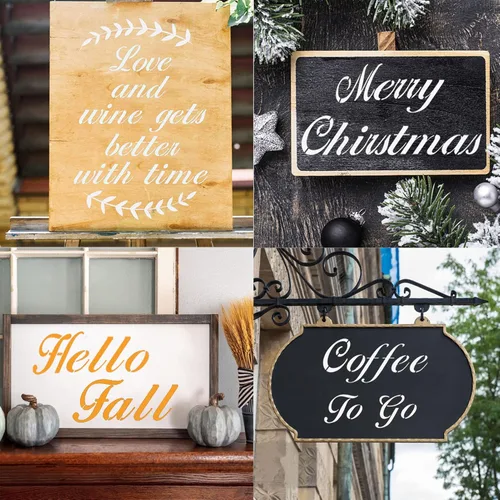 Miniatura 4 de Plantillas de símbolos de letras de 3 pulgadas para pintar sobre madera, 65 plantillas de dibujo del alfabeto con caligrafía, fuente grande y letras