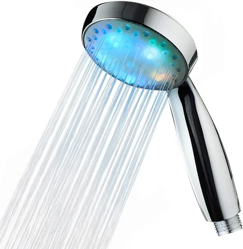Miniatura 2 de Cabezal de ducha LED KAIREY con mango 7 colores que cambian automáticamente, luz de ducha que se enciende con mango pulido cromado con manguera