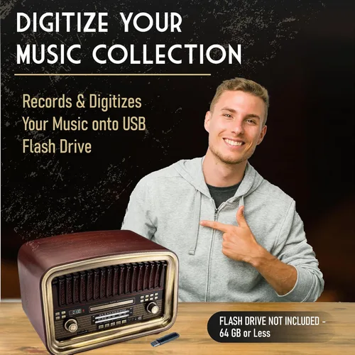Miniatura 5 de SoundBeast Radio Todo en Uno AM/FM con Reproductor de CD, Entrada Bluetooth, Reproducción y Grabación USB, Reproducción de Tarjeta SD, Entrada