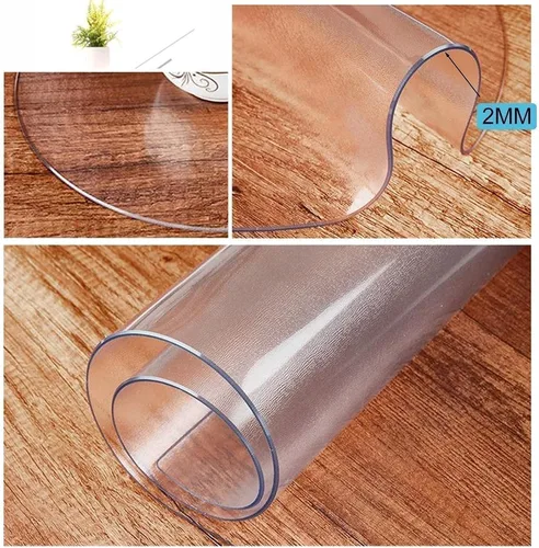 Miniatura 2 de Cubierta de mesa redonda transparente de PVC esmerilado de 0.079 in de grosor, protector impermeable, mantel de plástico, cojín protector de silla