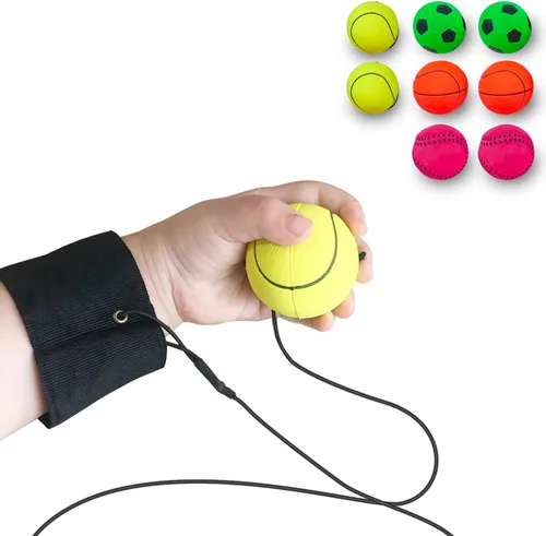 ZUYEE 4/8/16/32 Pack Wrist Return Ball 1.85 Inch Sports Wrist Balls On A String Rubber Rebound Balls (Basketball, Baseball, Soccer) Wristband Toy ‎8