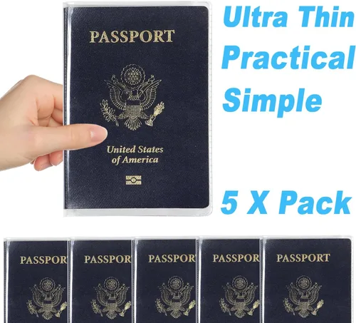 Miniatura 6 de Funda impermeable transparente para pasaporte, protector de pasaporte de plástico, artículos esenciales de viaje, unisex para adultos, con funda