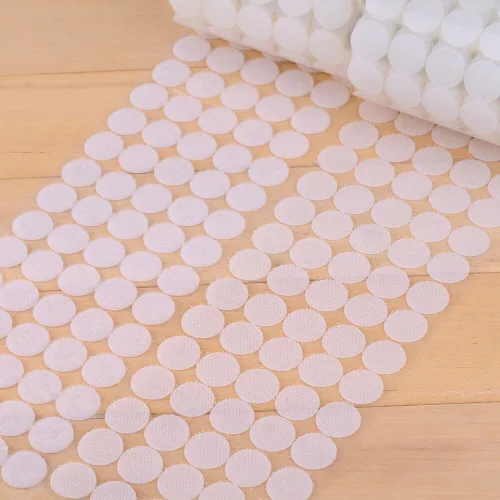 Miniatura 2 de Vkey - Gancho de velcro en forma de moneda, 20 mm de diámetro, puntos autoadhesivos (juego de 500 pares)