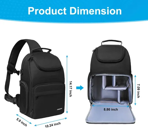 Miniatura 3 de MOSISO Bolsa bandolera para cámara, funda para cámara DSLR/SLR/sin espejo, mochila cruzada para fotografía con soporte para trípode e inserciones