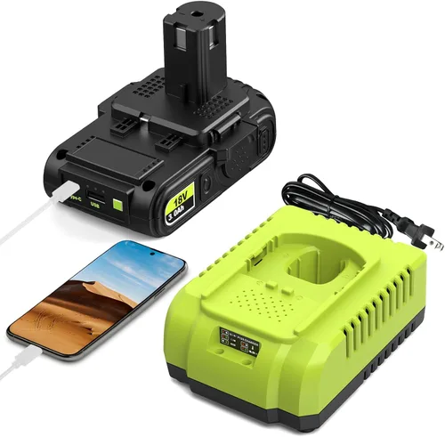 Abeden Reemplazo de 3.0Ah para cargador de batería Ryobi de 18 V y combo de batería con puerto USB, compatible con herramientas eléctricas