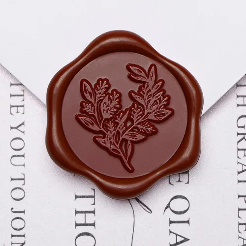 Miniatura 18 de UNIQOOO Calcomanías de sello de cera, calcomanías de sello de invitación de boda de rama de olivo, 50 calcomanías autoadhesivas de oro antiguo, Rama