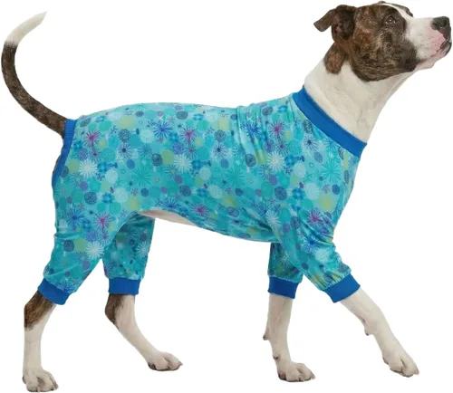 Miniatura 18 de LovinPet Sudadera para perro, tela elástica ligera, estampado de dinosaurio verde oscuro, protección solar, camisa para aliviar la ansiedad
