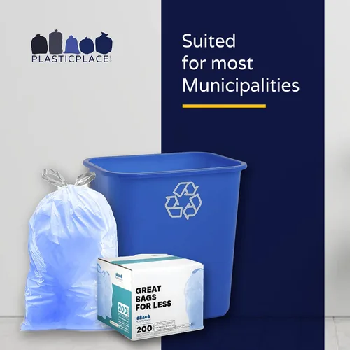 Miniatura 4 de Plasticplace Bolsas de basura de ajuste personalizado, compatibles con simplehuman Code V (200 unidades) con cordón azul tintado 4.2-4.8 galones