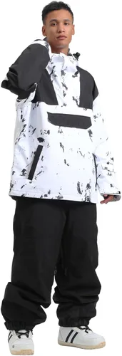 Miniatura 4 de GSOU SNOW Chaqueta de esquí para hombre, abrigo de nieve para snowboard, cálido, invierno, impermeable, con capucha