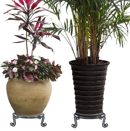Miniatura 7 de Soporte para plantas marrón para maceta, soporte resistente para macetas para interiores y exteriores, metal a prueba de óxido de hierro, contenedor