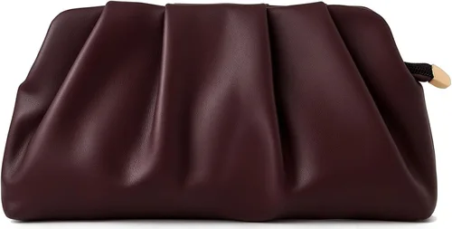 Miniatura 7 de Bolsa de noche para mujer, cartera tipo clutch con fruncidos, con cadena metálica desmontable, bolsa de hombro cruzada