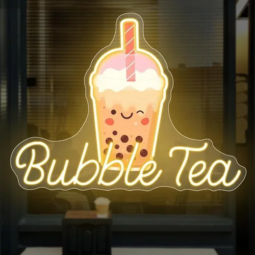 Miniatura 19 de Letrero de Neón de Té de Burbujas, Luz LED de Neón de Té Boba y Leche para Bebidas, Café, Barra de Tienda, Decoración de Pared, Arte Personalizado