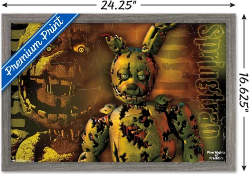 Miniatura 3 de Trends International Five Nights at Freddy's - Póster de pared Springtrap, 14.725 x 22.375 pulgadas, versión con marco de madera tipo granero