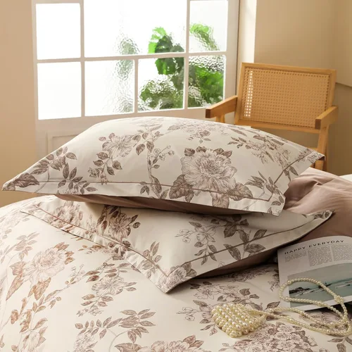 Miniatura 5 de OAITE - Juego de funda de edredón individual con patrón floral de 600 hilos, ultrasuave, 100% algodón, fibra larga, juego de 3 piezas, transpirable