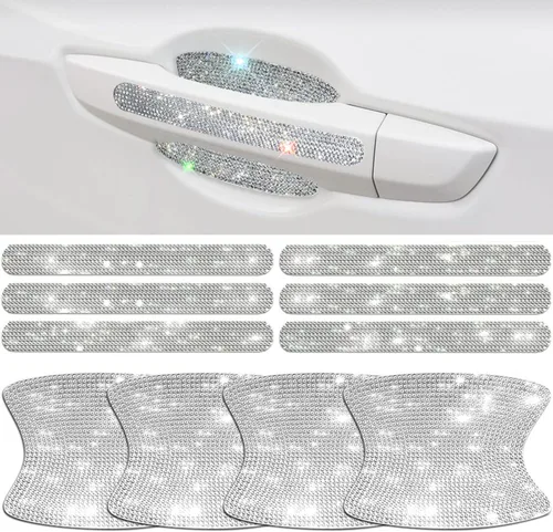 BetterJonny 10 unidades de protector contra arañazos de cristal, protector contra arañazos de diamantes para coche para mujeres y niñas (plata)