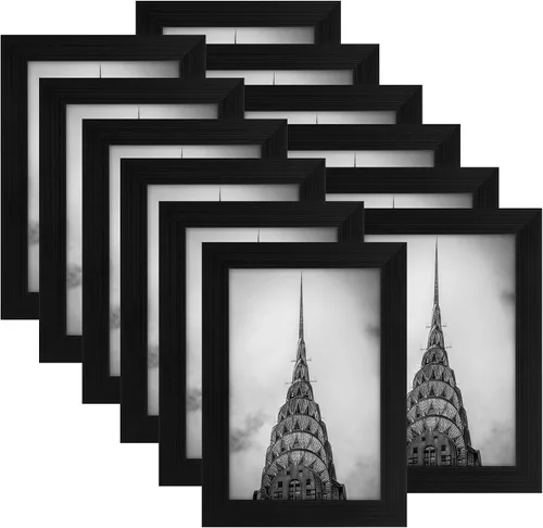 Marcos para fotos de 4 x 6 pulgadas negros, juego de 12 para decoración de pared, galería, collage, marcos para fotos o exhibición en mesa