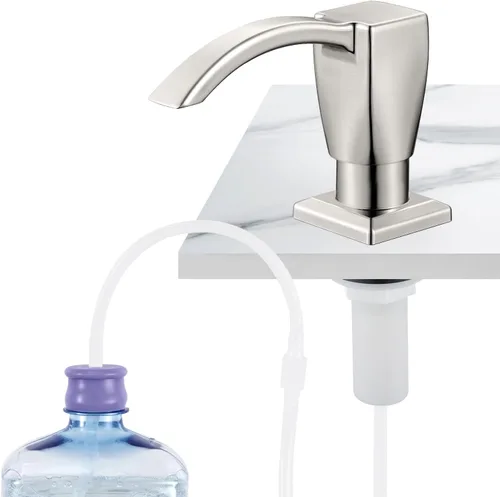 GAGALIFE - Dispensador de jabón para fregadero de cocina, de níquel cepillado, dispensador de jabón integrado para fregadero de cocina con tubo de