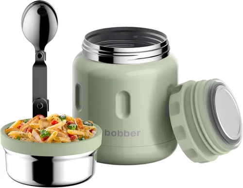 Miniatura 11 de BOBBER Tarro de alimentos aislado de acero inoxidable de 16 oz con boca extra ancha, cuchara y tazón integrados, mantiene el calor durante 10 horas