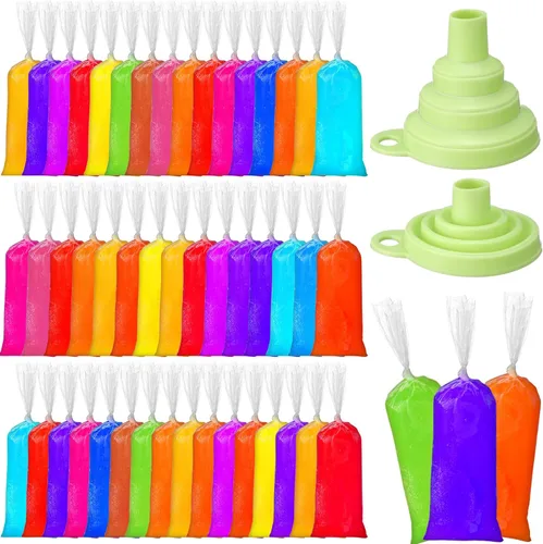 Hoolerry 600 bolsas desechables para paletas de hielo, bolsas de plástico para helado con embudo plegable de silicona para hacer helados de yogur y