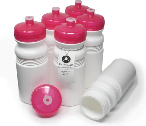 Miniatura 10 de Rolling Sands Botellas de Agua Deportivas de 20 Onzas Fabricadas en Estados Unidos - Paquete de 6 Botellas Deportivas en Blanco sin BPA para Equipos