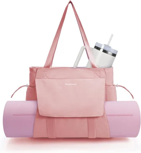 Miniatura 15 de sportsnew Bolsa para esterilla de yoga, bolsas de gimnasio para mujeres y hombres con bolsillo impermeable y gancho y bucle, almacenamiento de Gris