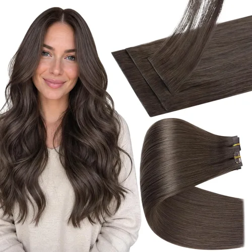 Miniatura 23 de Full Shine Invisi Edge - Extensiones de cabello con clip sin costuras, color negro azabache, cabello Remy inyectado de trama invisible para cabello