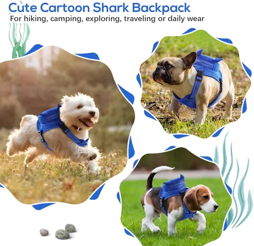 Miniatura 6 de IDOMIK - Mochila para perro con arnés, mochila sin tirón con anillo en D para perros pequeños y medianos, linda mochila autoportante para perros