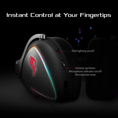 Miniatura 6 de ASUS Auriculares RGB ROG Delta Hi-Res ESS Quad-DAC, efecto de iluminación circular RBG Conector USB-C para PC, consolas y juegos móviles